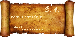 Bade Arszlán névjegykártya